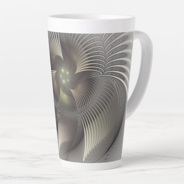 Tasse Latte Art fractal Abstrait moderne en 3D (Angle droit)