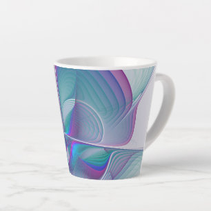 Tasse Latte Art Fractal Abstrait rose bleu turquoise