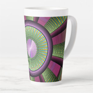 Tasse Latte Art Fractal Moderne Rond Et Coloré
