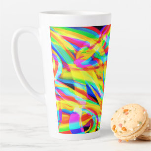 Tasse Latte Art Motif Néon Lumineux Et Coloré