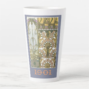 Tasse Latte Art nouveau fleurs alphonse mucha floral art 