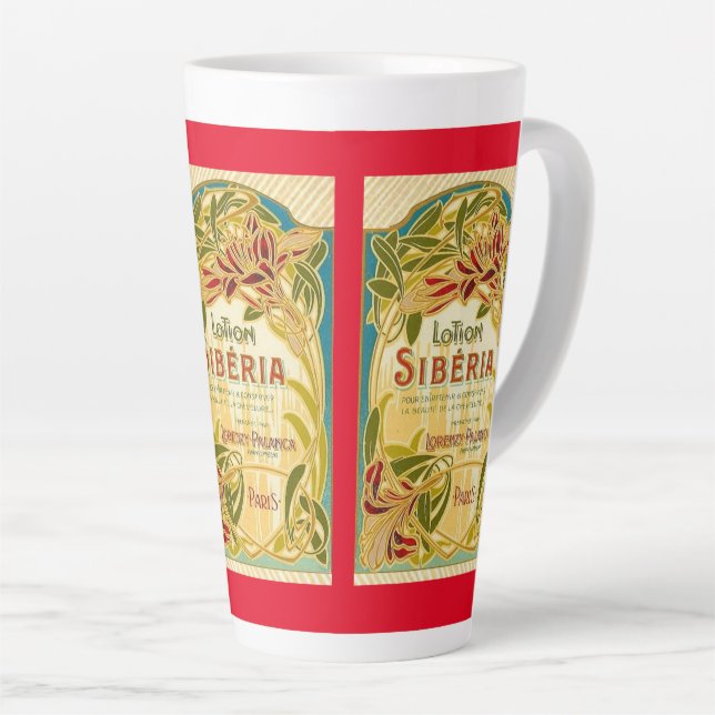 Tasse Latte Art nouveau floral beauté lotion Siberia étiquette (Angle droit)