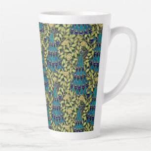 Tasse Latte Art Nouveau Paon Motif Sans Couture Vintage