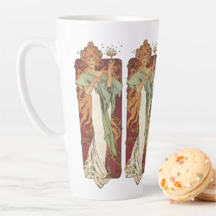 Tasse Latte Art Nouveau vintage par Mucha, Champagne Party