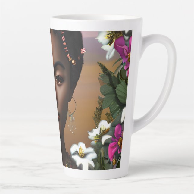 Tasse Latte Art numérique afro-américain de beauté par l'IA (Droite)