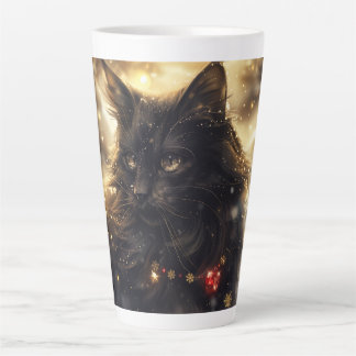 Tasse Latte Art numérique de chat de la Forêt norvégienne noir