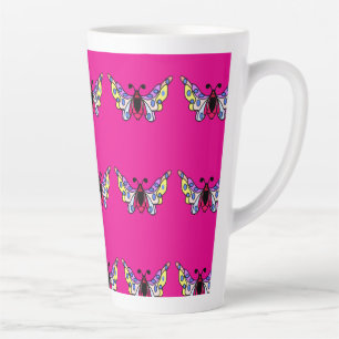 Tasse Latte Art papillon folklorique moderne vibrant personnal