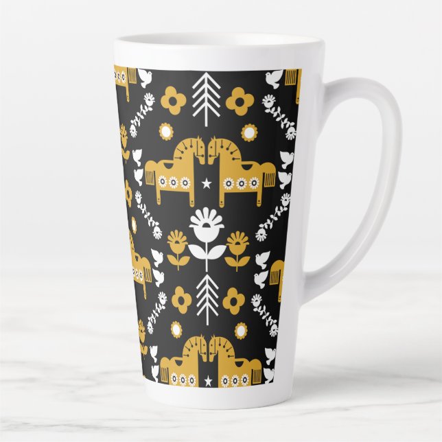 Tasse Latte Art populaire de cheval scandinave (Droite)