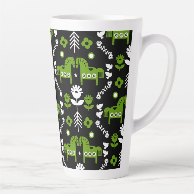Tasse Latte Art populaire de cheval scandinave (Droite)