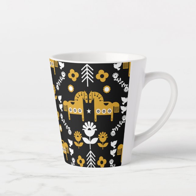 Tasse Latte Art populaire de cheval scandinave (Droite)