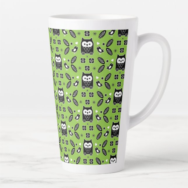 Tasse Latte Art populaire de Chouette scandinave (Droite)