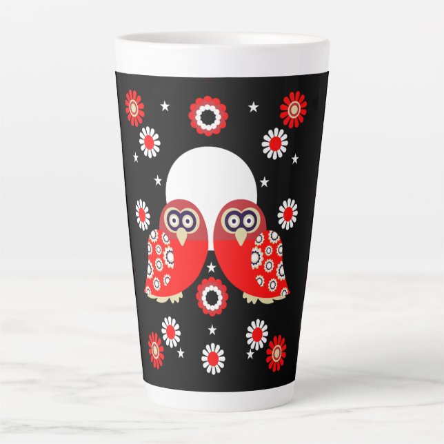 Tasse Latte Art populaire de Chouette scandinave (Devant)