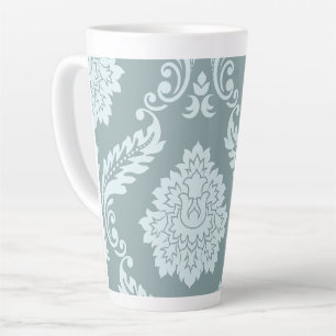Tasse Latte Art Rococo Damassé I Bleu Canard+Turquoise