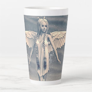 Tasse Latte Art vintage de l'ange gardien arc-en-ciel
