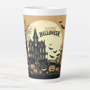Tasse Latte Art vintage joyeux Halloween