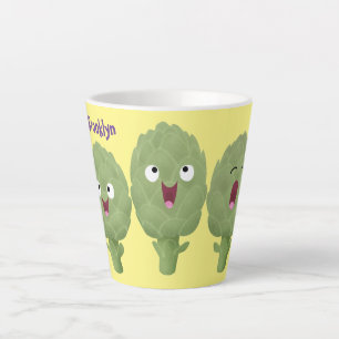 Tasse Latte Artichauts chantants mignons dessin animé végétal