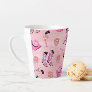 Tasse Latte Artsy mignonne fille rose Turquoise fille aquarell