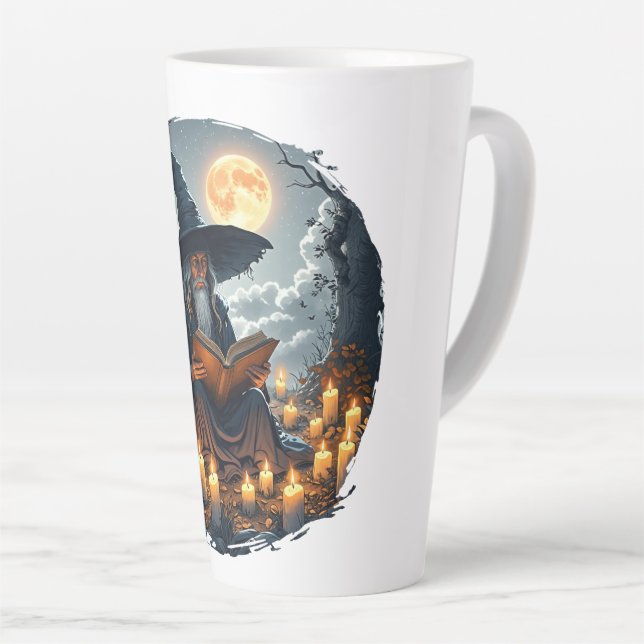 Tasse Latte Assistant lecture d'un livre - Wicca Halloween 2 (Angle droit)