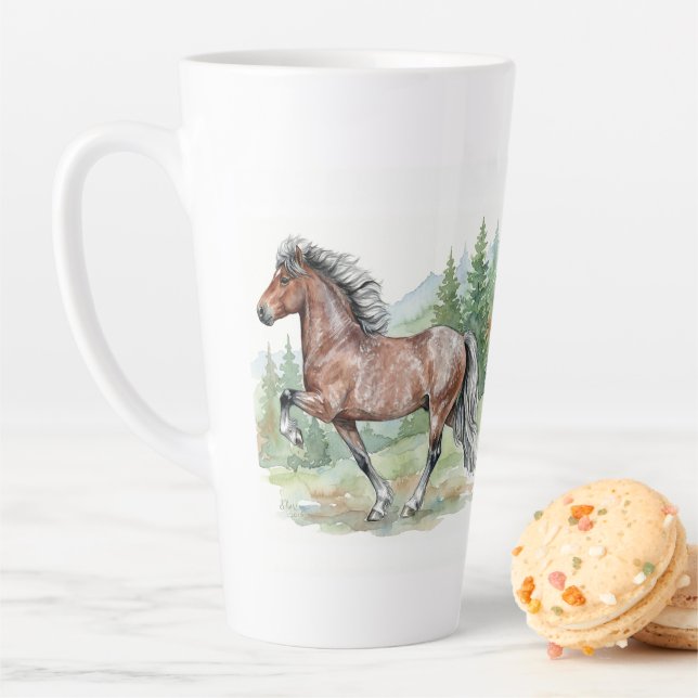 Tasse Latte Astrid Watercolor Icelandic Horse (En situation)