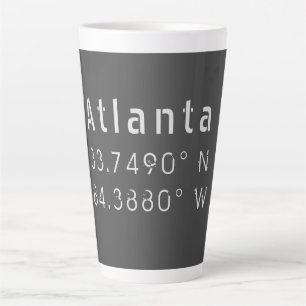 Tasse Latte Atlanta Latitude & Longitude gris foncé