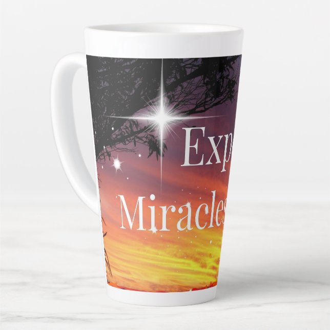 Tasse Latte Attendez-vous à Miracles Sparkle Sunset Inspiratio (Angle gauche)