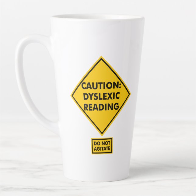Tasse Latte Attention : Lecture dyslexique (Gauche)