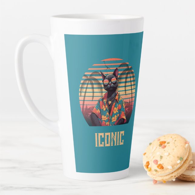 Tasse Latte Attitude de chat Tropical intemporelle (En situation)