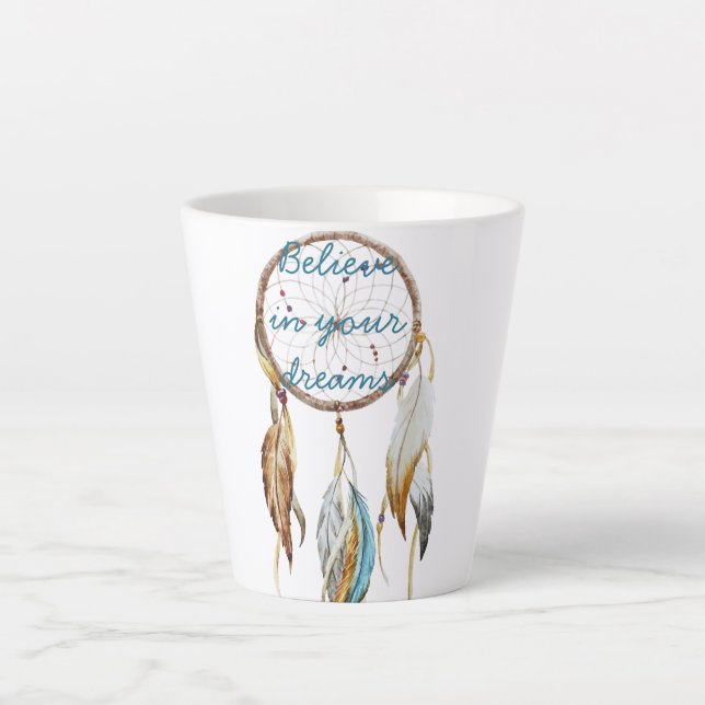 Tasse Latte Attrape-rêve Turquoise Marron (Devant)