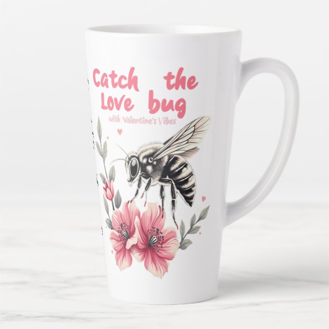 Tasse Latte Attrapez le Bug Amoureux Saint Valentin (Droite)