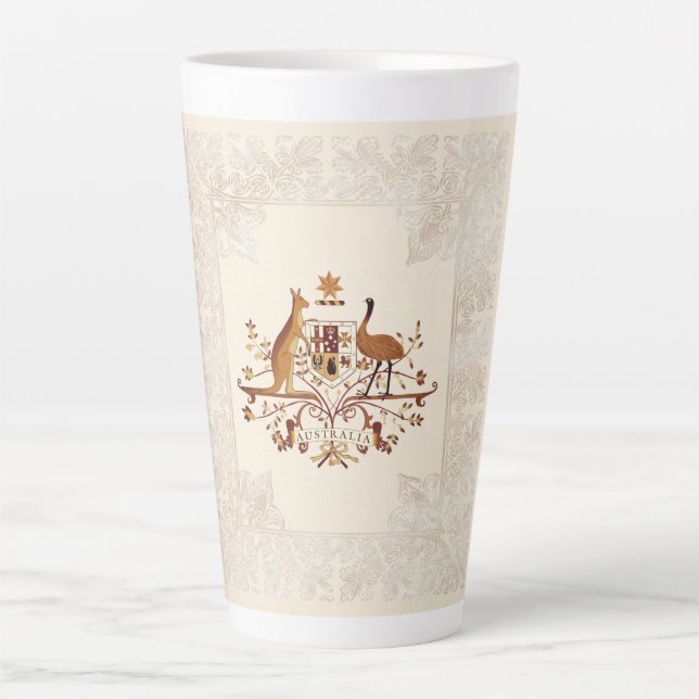 Tasse Latte Australie Armoiries Tint Brown (Devant)