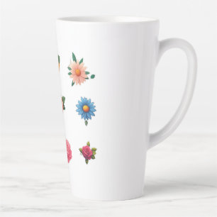 Tasse Latte Autocollant de fleur exquise