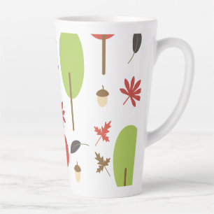 Tasse Latte Automne Arbres Feuille Acorn saisonnier