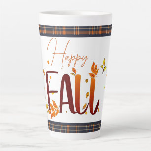 Tasse Latte automne/automne/feuille/plaid