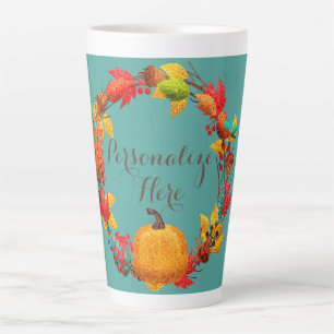 Tasse Latte Automne citrouille automne feuille couronne orange