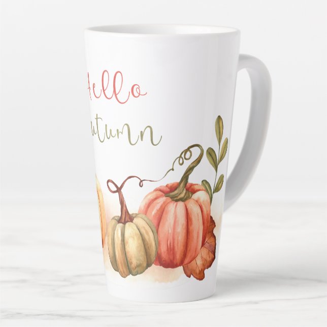 Tasse Latte Automne - Citrouille Bonjour Automne (Angle droit)