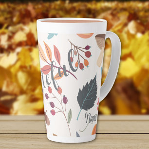 Tasse Latte Automne Design "reconnaissant" & Nom 17oz Latte Mu