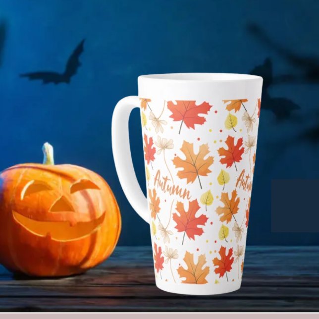 Tasse Latte Automne Feuillage Automne Feuilles Automne (Créateur téléchargé)