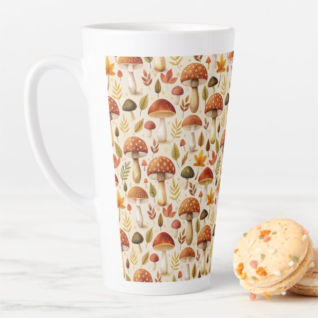 Tasse Latte Autumn Mushrooms (En situation)