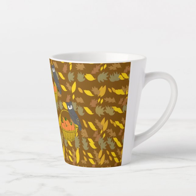 Tasse Latte Autumn Owl Pumpkin Pattern Latte Mug	 (Droite)