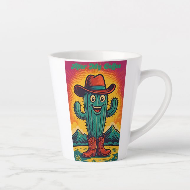 Tasse Latte Avant et après café cactus cowboy (Droite)