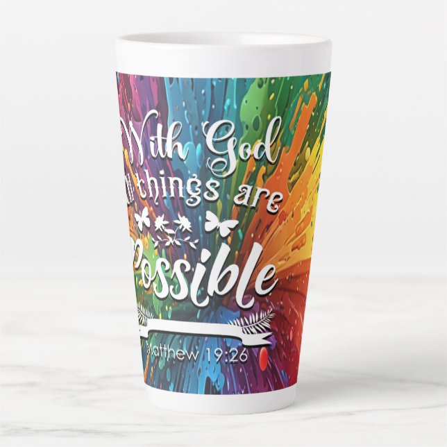Tasse Latte Avec Dieu Matthieu 19-26 (Devant)