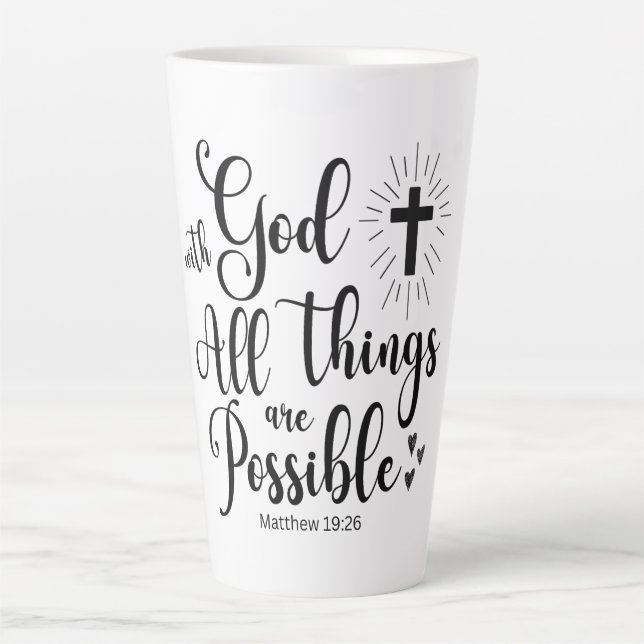 Tasse Latte Avec Dieu toutes les choses sont possibles - Matth (Devant)