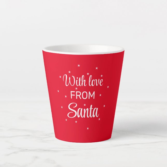 Tasse Latte Avec l'amour de Père Noël rouge flacons blancs (Devant)