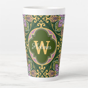 Tasse Latte Avec nom Olive et lavande Azulejos 