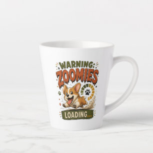 Tasse Latte "Avertissement Zoomies en charge"Fun Corgi Amateu