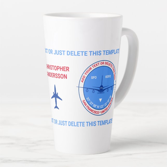 Tasse Latte Aviateur, pilote, touriste de Traveler Customizabl (Angle droit)