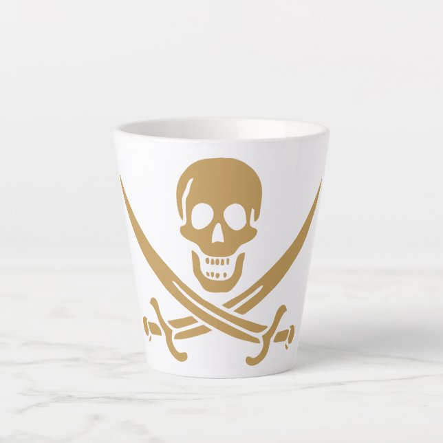 Tasse Latte Aztec Gold Crâne et cutlass Pirate Calico Jack (Devant)