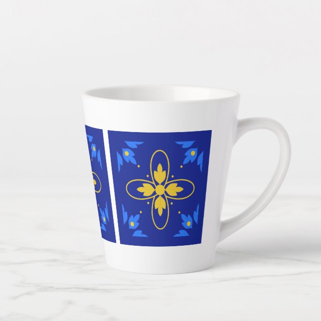 Tasse Latte Azulejos Bleus et Jaunes (Droite)