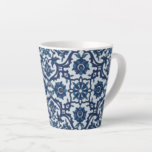 Tasse Latte Azulejos Floral Carrelage Motif (Angle droit)