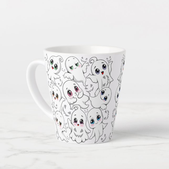 Tasse Latte Baby Ghosts Éffrayant mignon Halloween humeur (Angle gauche)